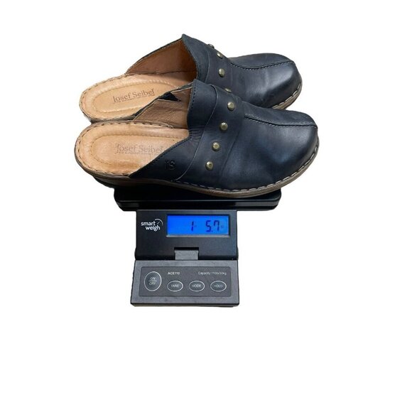 Josef Seibel Black Leather Clogs Comfort Chunky Sz 42 Studded US 11.5 - Picture 8 of 8